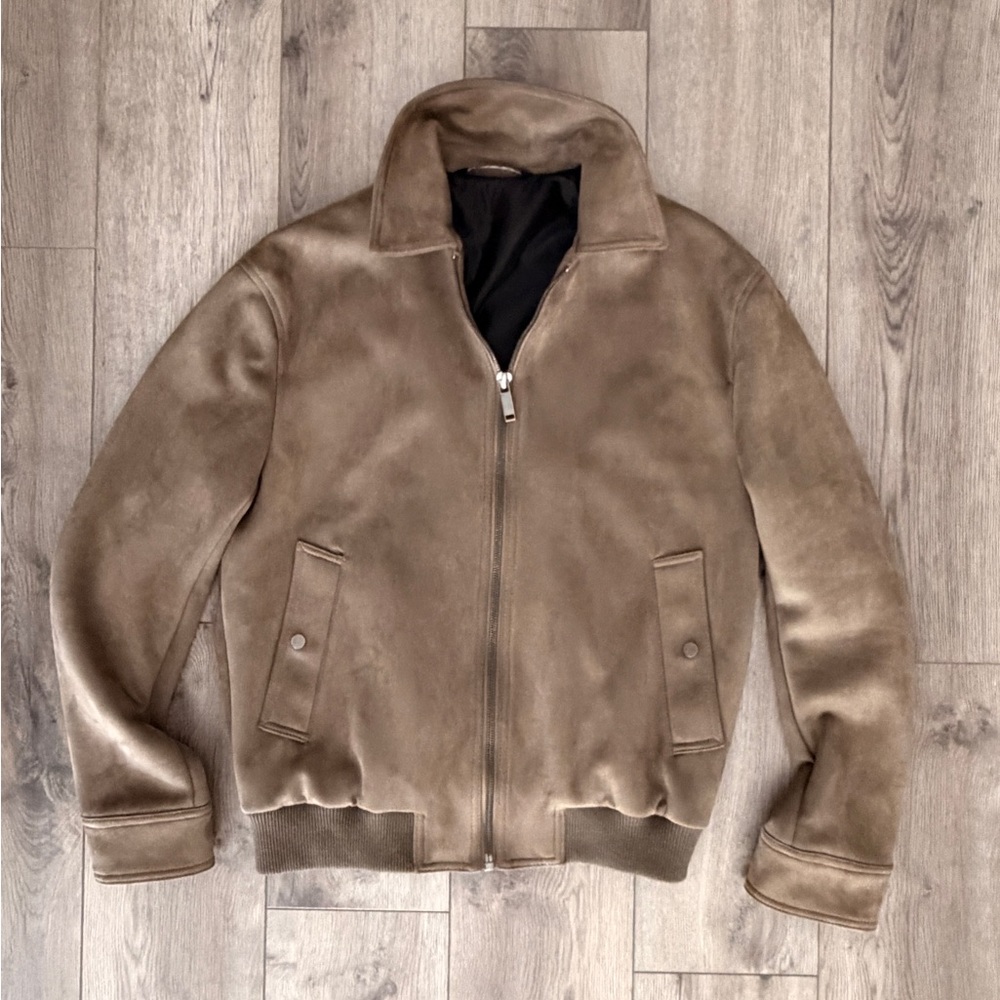 Zara Men's Tan Suede Leather Jacket